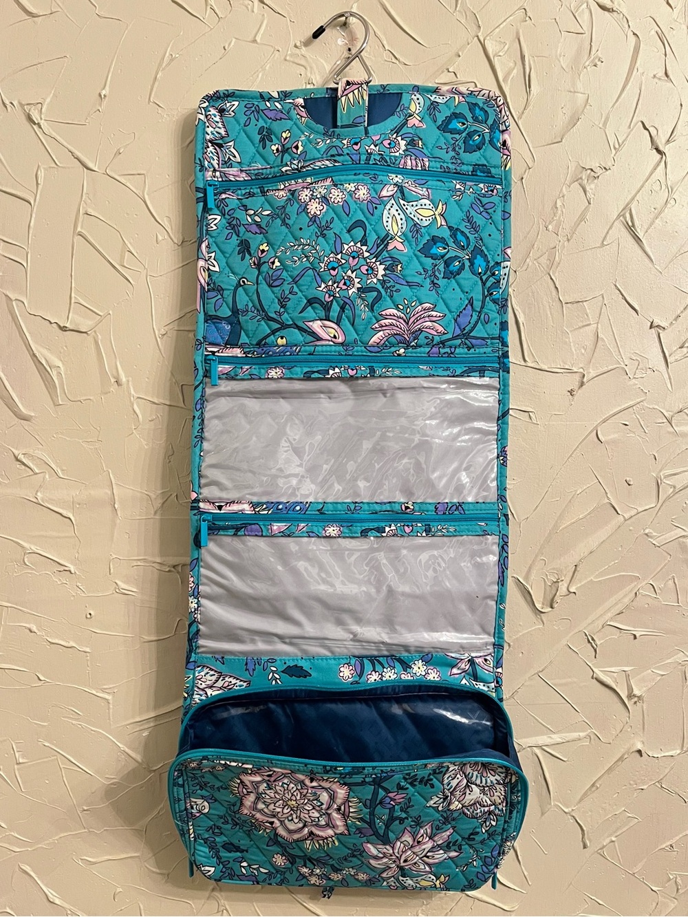 Vera Bradley Grand Hanging Organizer Peacock Garden Toiletry Makeup Travel Bag